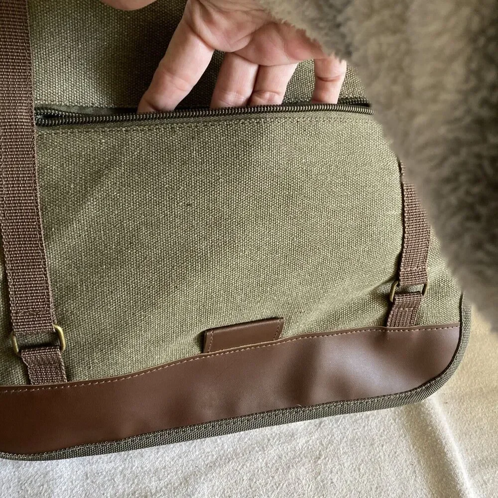 Sovrano Army Green And Brown Messenger Bag